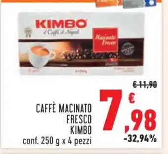 Conad CAFFÈ MACINATO FRESCO KIMBO conf. 250 g x 4 pezzi offerta