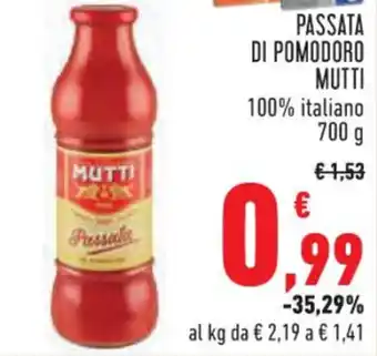 Conad PASSATA DI POMODORO MUTTI 700 g offerta