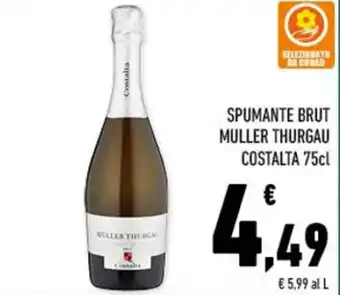 Conad SPUMANTE BRUT MULLER THURGAU COSTALTA 75cl offerta