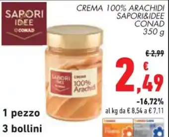 Conad CREMA ARACHIDI SAPORI&IDEE CONAD 350 g offerta