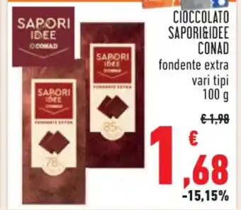 Conad CIOCCOLATO SAPORI&IDEE CONAD fondente extra 100 g offerta
