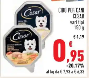 Conad CIBO PER CANI CESAR vari tipi 150 g offerta