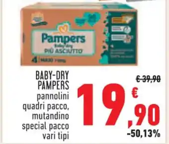 Conad BABY-DRY PAMPERS pannolini quadri pacco, mutandino special pacco vari tipi offerta