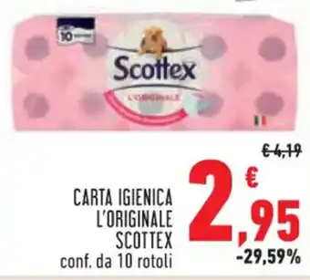 Conad CARTA IGIENICA L'ORIGINALE SCOTTEX conf. da 10 rotoli offerta