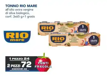 Esselunga TONNO RIO MARE all'olio extra vergine di oliva biologico, conf. 3x65 g+1 gratis offerta