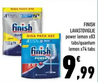 Conad FINISH LAVASTOVIGLIE power lemon x83 tabs/quantum lemon x74 tabs offerta
