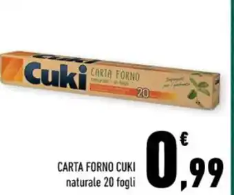 Conad CARTA FORNO CUKI naturale 20 fogli offerta