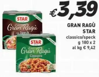 Coal GRAN RAGÙ STAR classico/speck g 180 x 2 offerta