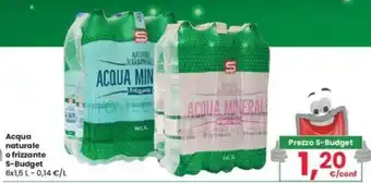 Eurospar Acqua naturale o frizzante S-Budget 6x1,5 L offerta