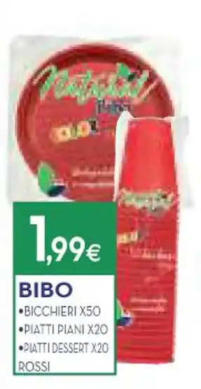 Proshop BIBO BICCHIERI X50 PIATTI PIANI X20 PIATTI DESSERT X20 ROSSI offerta