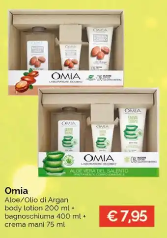 Acqua & Sapone Omia Aloe/Olio di Argan body lotion 200 ml + bagnoschiuma 400 ml + crema mani 75 ml offerta