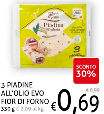Ecu Discount Fior Di Forno 3 Piadine All'Olio Evo 330 g offerta