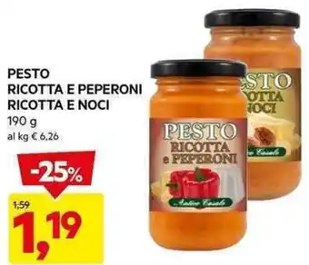 DPiù PESTO RICOTTA E PEPERONI RICOTTA E NOCI 190 g offerta