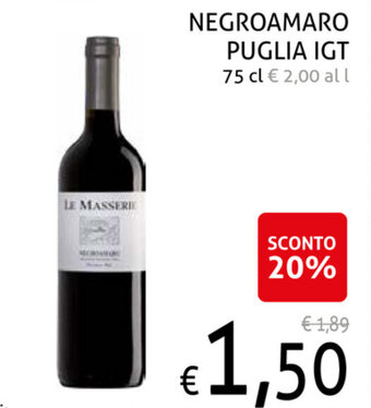 Ecu Discount Negroamaro Puglia IGT 75 cl offerta