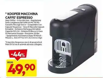 DPiù KOOPER MACCHINA CAFFE' ESPRESSO offerta