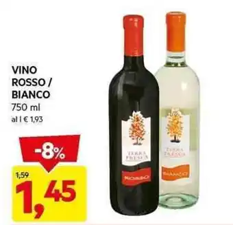 DPiù VINO ROSSO / BIANCO 750 ml offerta