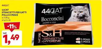 DPiù 44CAT STRACCETTI PER GATTI POLLO E PESCE 4 x 85 g offerta