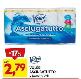 DPiù VOLÉE ASCIUGATUTTO 4 Rotoli 3 Veli offerta