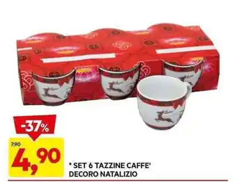 DPiù SET 6 TAZZINE CAFFE' DECORO NATALIZIO offerta