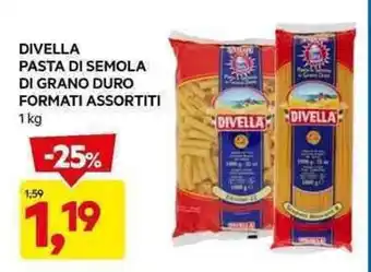 DPiù DIVELLA PASTA DI SEMOLA DI GRANO DURO FORMATI ASSORTITI 1 kg offerta