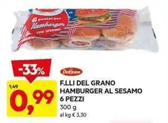 F.LLI DEL GRANO HAMBURGER AL SESAMO 6 PEZZI 300 g