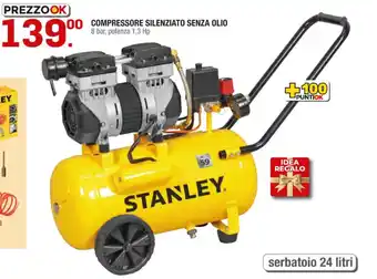 Brico OK STANLEY COMPRESSORE SILENZIATO SENZA OLIO offerta