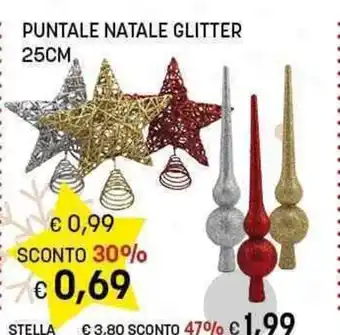 Risparmio Casa PUNTALE NATALE GLITTER 25CM, offerta