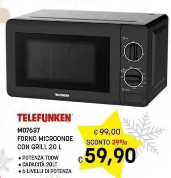 Risparmio Casa TELEFUNKEN M07637 FORNO MICROONDE CON GRILL 20 TELEFUNKEN offerta