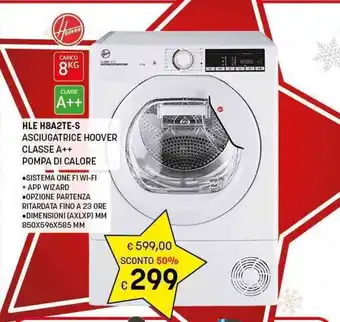 Risparmio Casa HLE H8A2TE-S ASCIUGATRICE HOOVER CLASSE A++ POMPA DI CALORE offerta