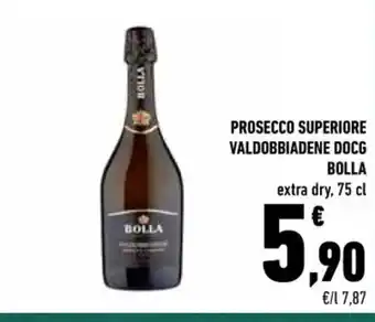 Conad Superstore PROSECCO SUPERIORE VALDOBBIADENE DOCG BOLLA extra dry, 75 cl offerta