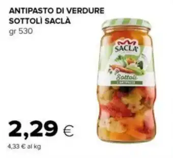 Oasi ANTIPASTO DI VERDURE SOTTOLÌ SACLÀ gr 530 offerta