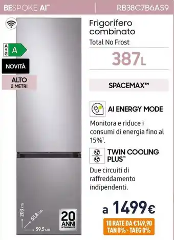 Unieuro Samsung BESPOKE AI RB38C7B6AS9 offerta