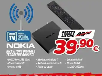 Fiducia & Convenienza Nokia Ricevitore Digitale Terrestre 6000FTA offerta