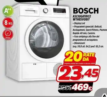 Fiducia & Convenienza Bosch Serie 4 WTH85V08IT Asciugatrice Libera Installazione Caricamento Frontale Bianco 8 Kg A++ offerta