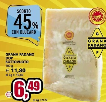 Il Gigante Grana Padano Dop Sottovuoto offerta