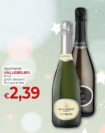 Spumante VALLEBELBO brut, gran dessert 75 cl