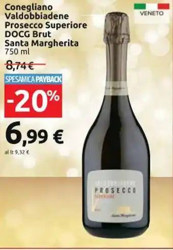 Carrefour Iper Conegliano Valdobbiadene Prosecco Superiore DOCG Brut Santa Margherita 750 ml offerta