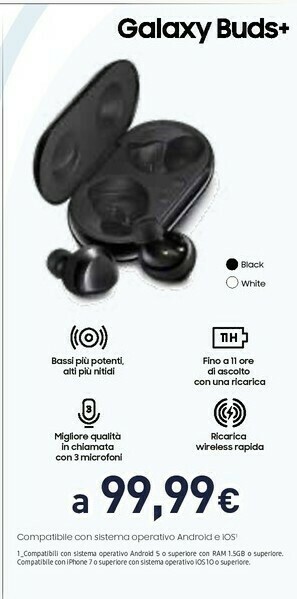 Unieuro Samsung Galaxy Buds+ offerta