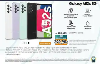Unieuro Samsung Galaxy A52s 5G SM-A528 16,5 Cm (6.5") Dual SIM Ibrida USB Tipo-C 6 GB 128 GB 4500 MAh Nero offerta