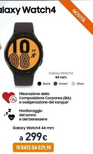 Samsung Galaxy Watch4 3,56 Cm (1.4") 44 Mm SAMOLED Nero GPS (satellitare)