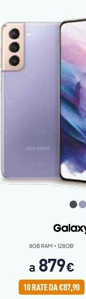 Unieuro Samsung Galaxy S21 5G 128 GB Display 6.2" Dynamic AMOLED 2X Phantom Violet offerta