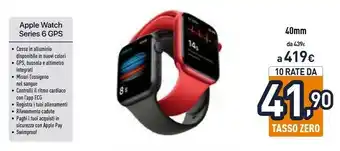 Unieuro Apple Watch Series 6 40 Mm OLED Rosso GPS (satellitare) offerta