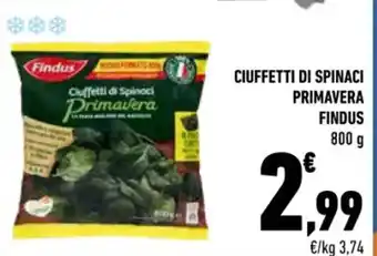 Conad Superstore CIUFFETTI DI SPINACI PRIMAVERA FINDUS 800 g offerta