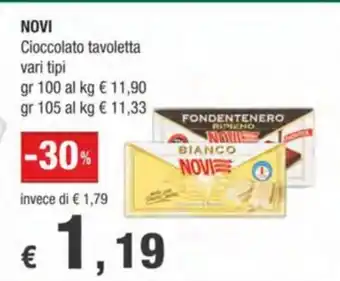 Crai NOVI Cioccolato tavoletta vari tipi offerta