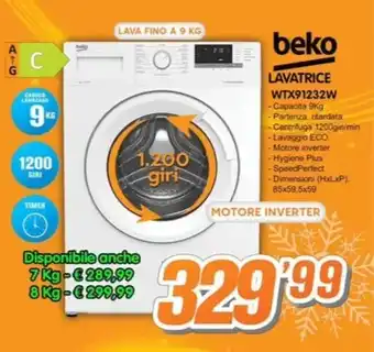 beko LAVATRICE WTX91232W