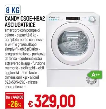 Galassia CANDY CSOE-H8A2 ASCIUGATRICE offerta