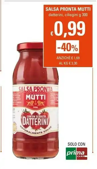 Basko Mutti Salsa Pronta Di Datterini 300 G(ml) offerta