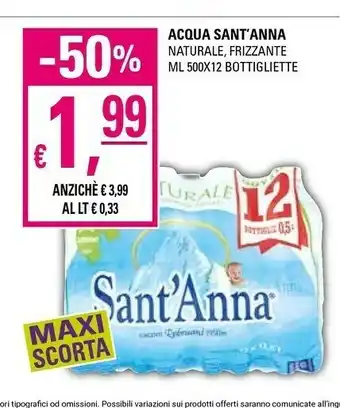 Basko Sant'anna Acqua Minerale Naturale Frizzante 500 G(ml) offerta