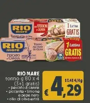 Deco Supermercati Rio Mare Tonno All'olio Di Oliva Pescato A Canna/ Piccante/ Limone E Pepe Nero/ Olio Di Oliva Extra 320 G offerta