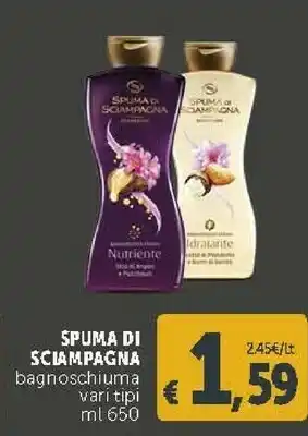 Deco Supermercati Spuma di Sciampagna Bagnoschiuma Nutriente/ Idratante 650 Ml offerta
